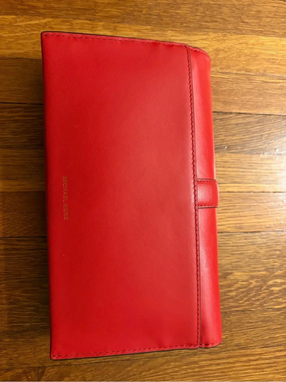 Michael Kors Red Leather Crossbody with Gold Chain and Jewel Accent